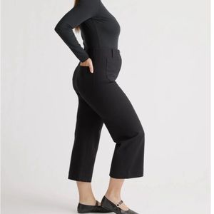 Quince Ultra Stretch Ponte Cropped Wide Leg Pant sz 10 (30) Women's Black lk new